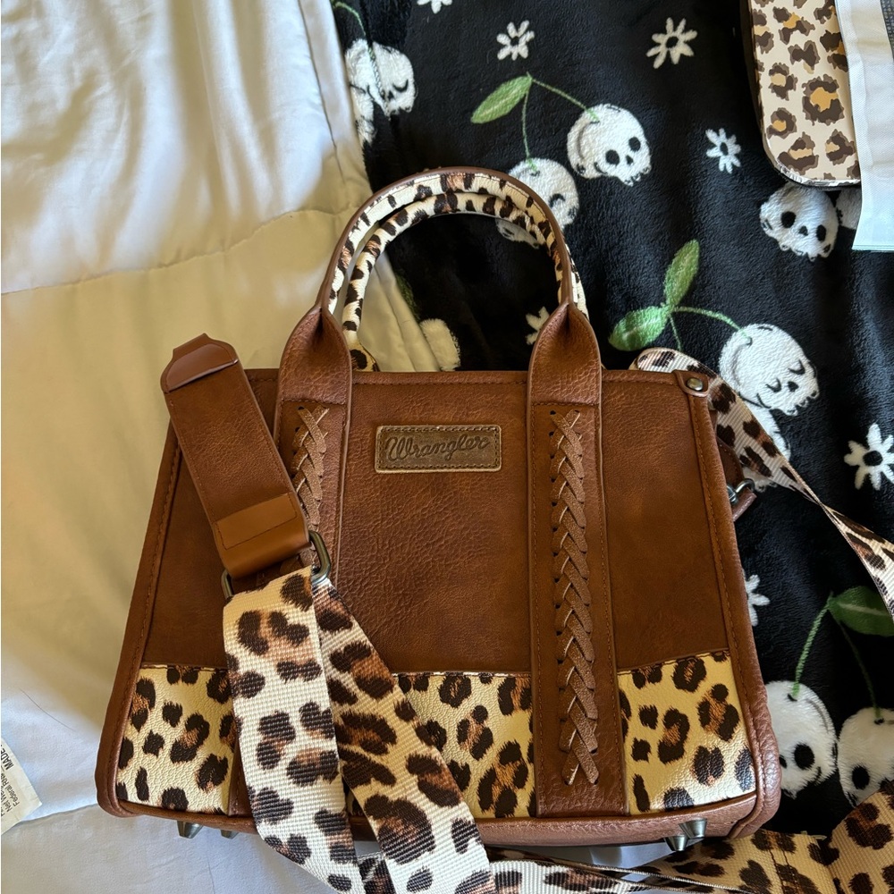 Wrangler Tan and Leopard Women's Satchel